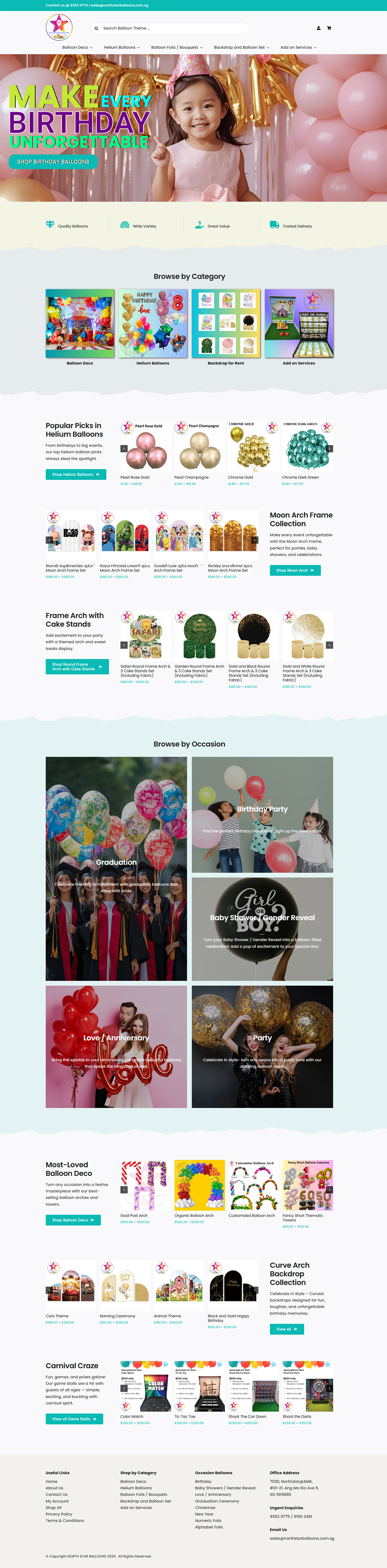North Star Balloons Website Design